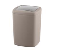 WENKO Poubelle Salle de Bain, Poubelle à Couvercle, 8.5L, Barcelona, Taupe, Plastique incassable, 20,5x28,5x20,5 cm