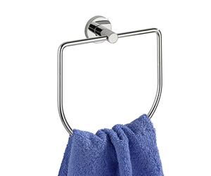 WENKO Power-Loc® anneau porte-serviettes Elegance - fixer sans percer, Zinc moulé sous pression, 16.5 x 18 x 5 cm, Chromé