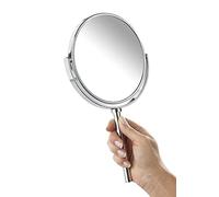 WENKO Power-Loc® miroir cosmétique mural Elegance - fixer sans percer, surface de miroir ø 13 cm 300% grossissement, Acier, 16.5 x 28 x 10.5 cm, Chromé