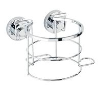 WENKO Power-Loc® porte-sèche-cheveux Bovino - fixer sans percer, Acier inoxydable, 13 x 8.5 x 11.5 cm, Brillant