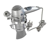 WENKO Power-Loc® porte-sèche-cheveux Sion - porte-câble, fixer sans percer, Acier, 16 x 10.5 x 12.5 cm, Chromé