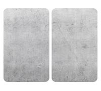 WENKO Protection plaque de cuisson 'Aspect béton' en verre trempé | Pour toute plaque | Couvre plaque de cuisson, planche à découper, extension plan de travail | Lot de 2 | 52x30cm | Gris