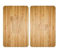 WENKO Protection plaque de cuisson, couvre plaque de cuisson en verre ""Lunch"", Lot de 2, verre trempé, 30x52 cm, multicolore