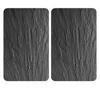 WENKO Protection Plaque de Cuisson Verre trempé, XL, Ardoise, 40x52 cm, Lot de 2