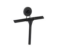 WENKO Raclette de Douche et Support Mural | Système de Fixation Vaccum-Loc® sans perçage et repositionnable sans Trace Inclus | Supporte jusqu'à 33kg de Charge | Acier INOX | 25 x 21,5 x 6 cm | Noir