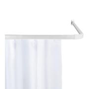 WENKO Rail d'angle Era, barre d'angle en aluminium pour rideau de douche, flexible à monter en forme de L ou de U, patins inclus, blanc