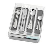 WENKO Range Couvert tiroir, rangement couverts tiroir cuisine 5 compartiments, Plastique, 23x32.5x4.5 cm, transparent - gris