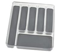 Wenko Range-couverts 6 compartiments – Insert pour tiroirs PET 32×4,5×40 cm, bac transparent, fond gris