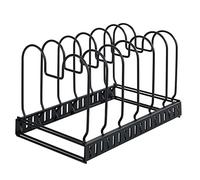 WENKO Rangement poêle et Support couvercles casseroles, Rangement téléscopique pour Placard avec 6 Compartiments pour Les poeles, couvercles, Planche à découper, métal, 30-57x18x18 cm, Noir
