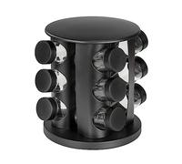 WENKO - Râtelier d'épices Noir, Métal, Tour d'épices rotative, 12 pots de 100 ml, 18.5 cm x 21.5 cm x 12 cm, Cuisine Extérieure, Camping