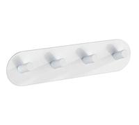 WENKO Réglette de 4 crochets Quadro blanc mat acier inox - Patère, 4 crochets, autoadhésive, Acier inoxydable, 19.8 x 5 x 2 cm, Blanc