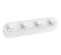 WENKO Réglette de 4 crochets Quadro blanc mat acier inox Patère, 4 crochets, autoadhésive Blanc