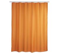 WENKO Rideau de douche anti-moisissure orange, rideau textile avec effet anti-moisissure pour la salle de bain, lavable, hydrofuge, avec anneaux pour fixation à la barre de douche, 180 x 200 cm