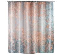 WENKO Rideau de douche anti-moisissure Agate, rideau textile antibactérien pour la douche et la baignoire, lavable & hydrofuge, avec 12 anneaux à fixer sur une barre de douche, 180 x 200 cm