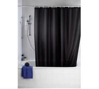 WENKO Rideau de douche anti-moisissure, Rideau de douche 180x200 cm, Uni, Hydrofuge, Polyester, Noir