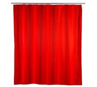 WENKO Rideau de Douche Anti-moisissure Rouge - antibactérien, Lavable, Polyester, 180 x 200 cm, Rouge