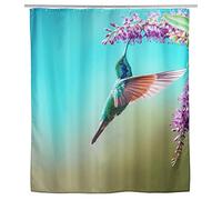 WENKO Rideau de douche Managua, 180 x 200 cm, rideau 100% polyester avec œillets métalliques & bande de lest en caoutchouc pour douche et baignoire, hydrofuge & lavable, 12 anneaux blancs inclus