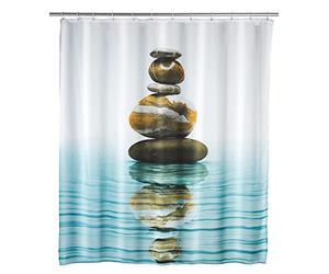 WENKO Rideau de Douche Meditation - Tissu Textile Haut de Gamme, Lavable, Polyester, 180 x 200 cm, Multicolore
