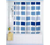 WENKO Rideau de Douche Mosaïque - imperméable, Polyéthylène, 180 x 200 cm, Bleu