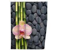 WENKO Rideau de douche Spa - tissu textile haut de gamme, lavable, Polyester, 180 x 200 cm, Multicolore