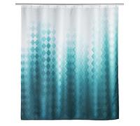 WENKO Rideau de douche Tullin, 180x200 cm, rideau 100% polyester avec œillets métalliques & bande de lest en caoutchouc pour la douche et la baignoire, hydrofuge & lavable, 12 anneaux blancs inclus