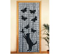 Wenko - Rideau de porte Chat et Papillon - Bambou - 90 x 200 cm - Gris