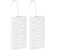 WENKO Saturateur avec motif Vagues - Humidificateur de locaux avec structure de vagues pour radiateurs à ailettes, Céramique, 9 x 19.5 x 4 cm, Blanc (Lot de 2)