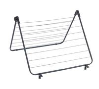 WENKO Séchoir à Linge Baignoire Modèle Champion | Séchoir en métal Noir Pliable pour Balcon ou Douche | Longueur de séchage 9 m | Dimensions (L x H x P) 65 x 114 x 7 cm | Métal et Plastique