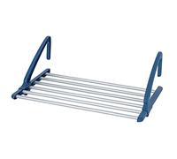 WENKO Séchoir à Linge Extensible | Étendoir Balcon en Aluminium pour séchage Pratique | Idéal pour radiateur | Dimensions 57-106 x 21 x 37,5 cm | Couleur Bleu et argenté Mat