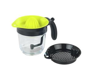 WENKO Séparateur de graisse, presse-agrumes et verre doseur 3 en 1, pot séparateur de graisse pour sauces et soupes avec échelle graduée, presse-citron inclus, plastique, 1 L