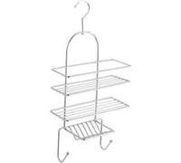 Serviteur De Douche 3 Tablettes Et 2 Crochets En Métal - Argent Argenté