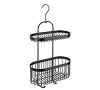 WENKO Serviteur de douche à 2 niveaux Classic Plus noir Tablette de rangement de douche, panier mural avec protection antirouille de qualité supérieure Noir