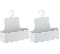 WENKO Serviteur de douche Barcelona blanc - Tablette de rangement de douche, panier mural, absolument incassable, Plastique (TPE), 26 x 24 x 9 cm, Blanc (Lot de 2)