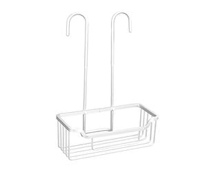 WENKO Serviteur de douche pour mitigeur Milo, étagère de douche avec capuchon en plastique à suspendre au mitigeur de la douche, surface de rangement supplémentaire, 25 x 36 x 14 cm, argenté