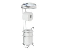 WENKO Serviteur WC 3-en-1 | Porte Papier Toilette Support en métal | Compartiments Stockage Rouleaux de Toilette | Accessoires Toilette et Salle de Bain Compact | Gris Chromé | Dim 15 x 18 x 59 cm
