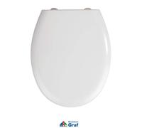 WENKO Abattant Rieti - Abattant WC avec système d'abaissement automatique, 350 KG capacité de charge, Duroplast, 37 x 44.5 cm, Blanc