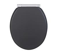 WENKO Siège WC Morra, siège toilette à charnière continue et abaissement automatique en MDF laqué plusieurs fois certifié FSC®, abattant WC à fixation hygiénique Fix-Clip, 35 x 42 cm, anthracite mat