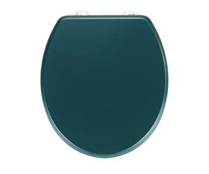 WENKO Siège WC Prima vert foncé à finition mate, style rétro, abattant WC et butoir mural & fixation en acier inoxydable, compatible avec réservoir, lunette pour toilettes en MDF, 37 x 41 cm