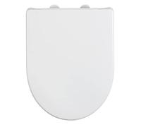WENKO Siège WC Sindia supportant Une Charge de 300 kg, avec Fermeture Automatique Easy-Close et Une Fixation hygiénique à 1 Bouton Fix-Clip en INOX, en Duroplast incassable, 36,5 x 46,5 cm, Blanc