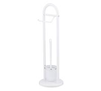 WENKO Combiné WC 2 en 1 Exclusif Siena | Brosse WC avec tête Blanche Interchangeable et dérouleur Papier Toilette | Accessoire Toilette | Acier laqué | DIM 19x63 cm | Blanc