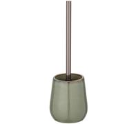 WENKO Brosse WC Sirmione, Porte brosse WC céramique avec brosse WC noire, céramique moderne haut de gamme, Ø10,5x40 cm, vert sauge