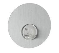 WENKO Static-Loc® crochet mural Uno effet acier inoxydable - fixer sans percer, Plastique (PET), 8.5 x 2 x 8.5 cm, Argent