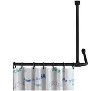 WENKO Support barre de douche, Support plafond pour barres de douche et de baignoire, barre Ø 2 / 2,5 cm, à percer, Aluminium, Noir
