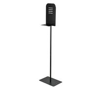 WENKO Support de désinfection, support universel avec pied pour distributeurs de désinfectant pour le montage mural, colonne de désinfection en acier inox vernis noir, 40 x 150 x 27 cm