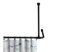 WENKO Support de plafond pour barre de douche | Compatible barre de douche 2/2,5 cm | Peut être raccourci | Matériel de fixation inclus | Pour douche ou baignoire | Aluminium inox | 57 cm | Noir