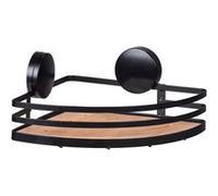 Wenko Support mural angulaire Static-Loc collection Alba pour salle de bain Noir et bois