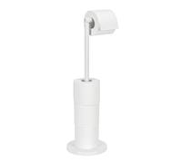 WENKO Support Papier Toilette 2en1, Porte Papier Toilette et Dérouleur Papier Toilette, Acier INOX Blanc, 21x55x17 cm
