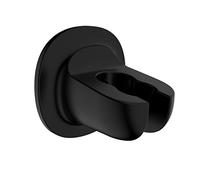 WENKO Support pour pomme de douche Libertà, support mural pour douchette à fixation facile sans percer avec tampon adhésif, en plastique solide ABS, amovible sans laisser de trace, diameter 7 cm, noir