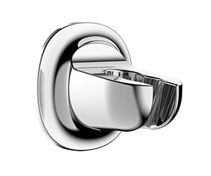 WENKO Support pour pomme de douche Libertà, support mural pour douchette à fixation facile sans percer avec tampon adhésif, en plastique solide (ABS), amovible sans laisser de trace, Ø 7 cm, chrome