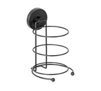 WENKO Support Sèche Cheveux Mural Milazzo, Porte sèche Cheveux Mural Fixation sans perçage Vacuum Loc Plus, repositionnable sans Laisser de Trace, Esprit loft, Acier Verni, 11,5x17,5x14,5 cm, Noir